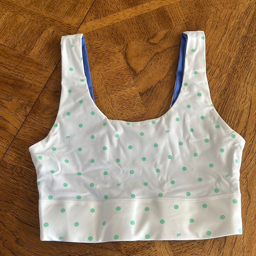 ✨EUC Fabletics Harlow Reversible Midi Polka Dot Sports Bra XS